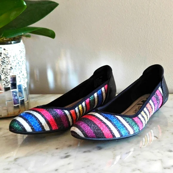 Anne Klein Sport Women's Glitter Multicolor Stripe Flat Shoes | Size 8M (NWT) - Picture 5 of 15